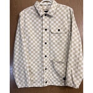 Vans Drill Chore Jacket Beige and White Checkered. Men's Size Medium